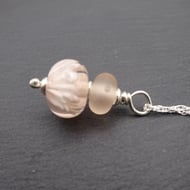 lampwork glass petal pendant, sterling silver chain necklace