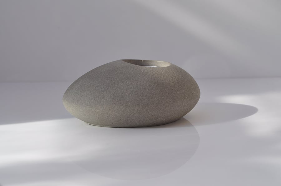 Concrete Tealight Holder Grey Pebble Candle Holder New House Gift Desk Ornament 
