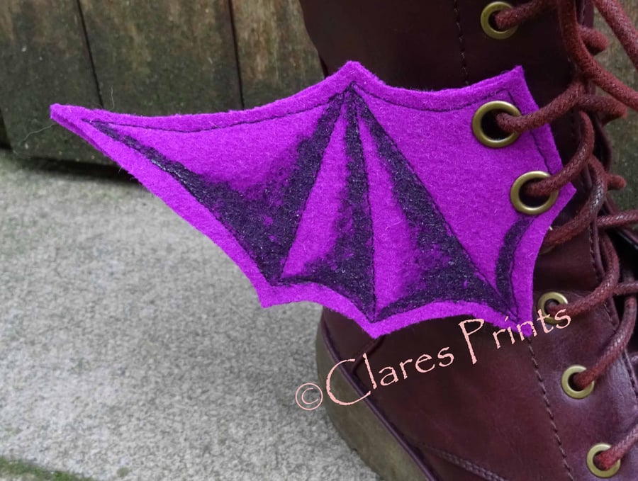 Steampunk Fabric Boot Wings Bat Wings Purple Cosplay Halloween