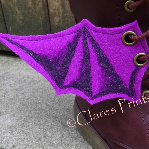 Steampunk Fabric Boot Wings Bat Wings Purple Cosplay Halloween
