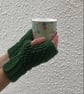 FINGERLESS MITTS , gloves ' Erme Trail '. Soft Wool blend. Leaf green. - Image 1