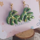 Monstera leaf dangly earrings