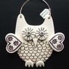Cream Owl ceramic hanging decoration 