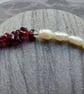Gemstone Bracelet, Garnet and Freshwater Pearl, Silver Clasp. January BIrthstone - Image 2