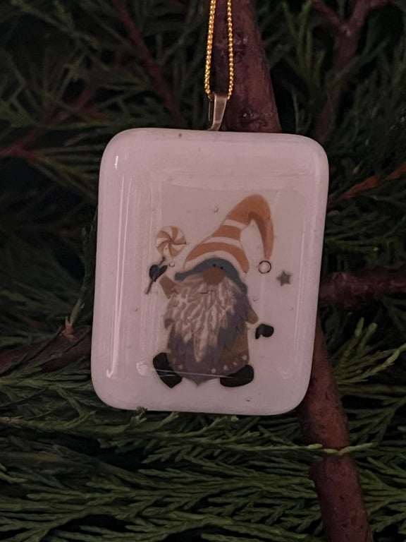 bespoke Handcrafted Christmas Card with Artisan Fused Glass Christmas Character 