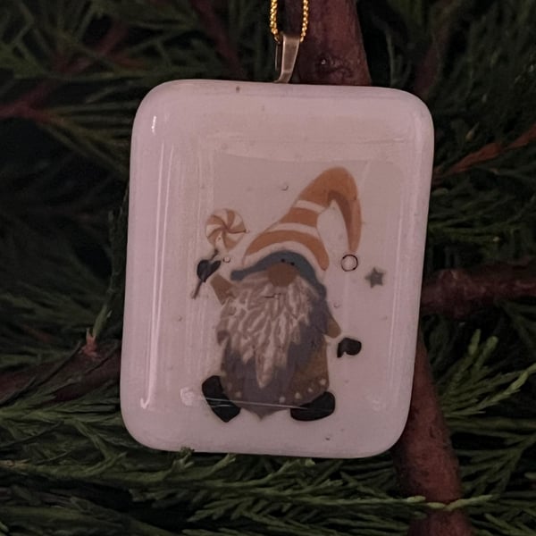 bespoke Handcrafted Christmas Card with Artisan Fused Glass Christmas Character 