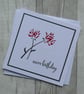 Birthday Card with Red and Green Wild Blooms & Happy Birthday Sentiment