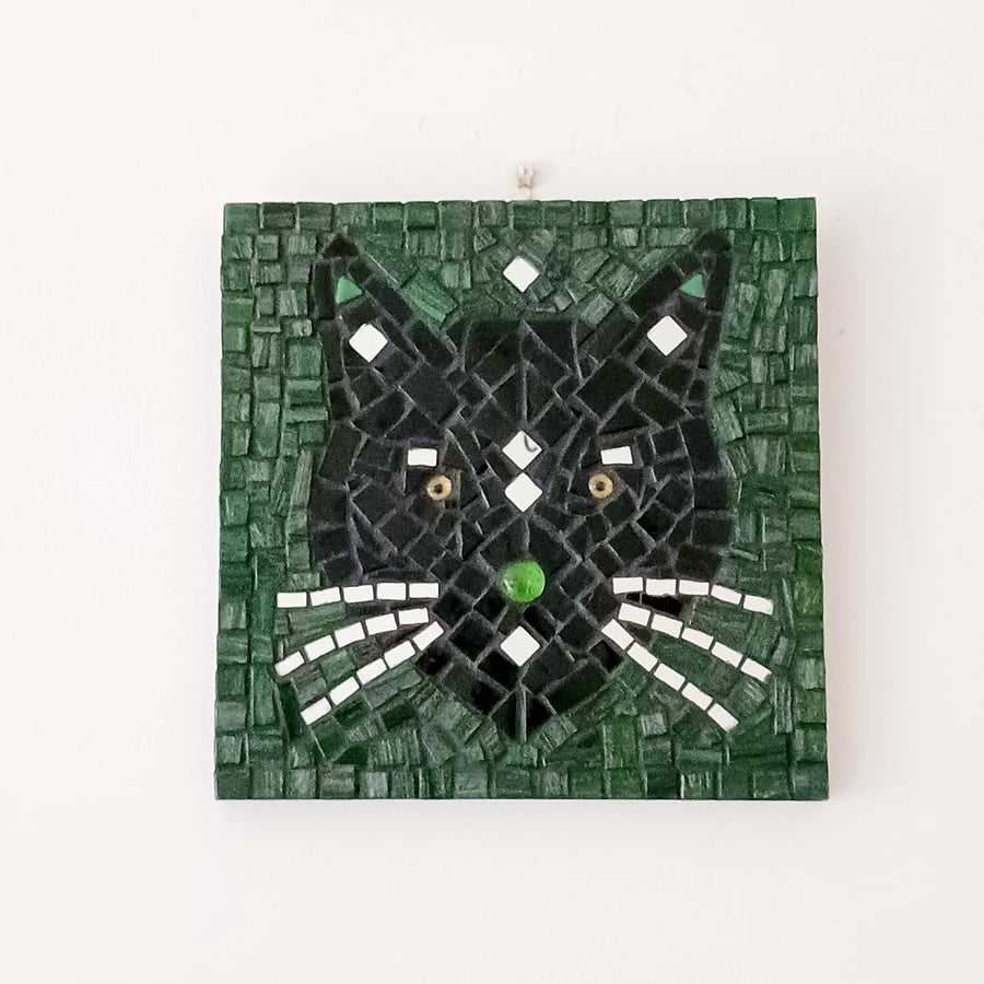 Image of Mosaic Black Cat Wall Art