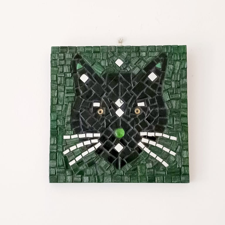 Mosaic Black Cat Wall Art