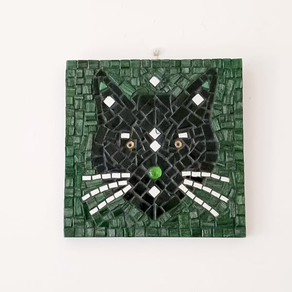 Mosaic Black Cat Wall Art