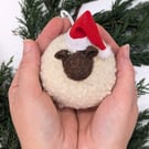 Needle felted sheep Christmas tree decoration