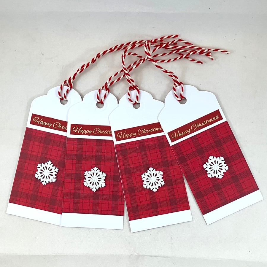 Pack of 4 Christmas snowflake gift tags