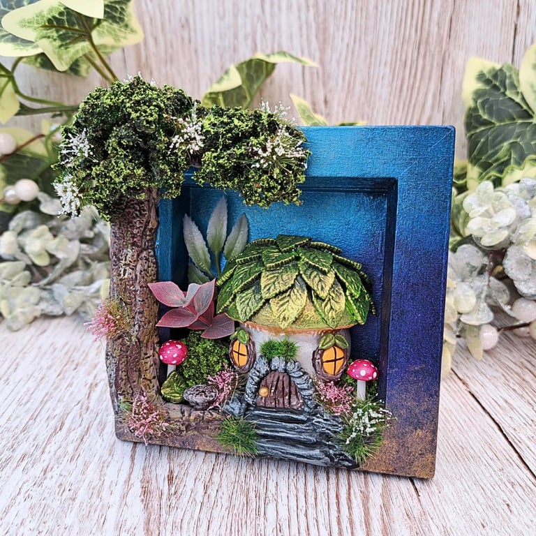 Enchanted Forest Fairy House Box Frame - Wall Hanging or Free Standing