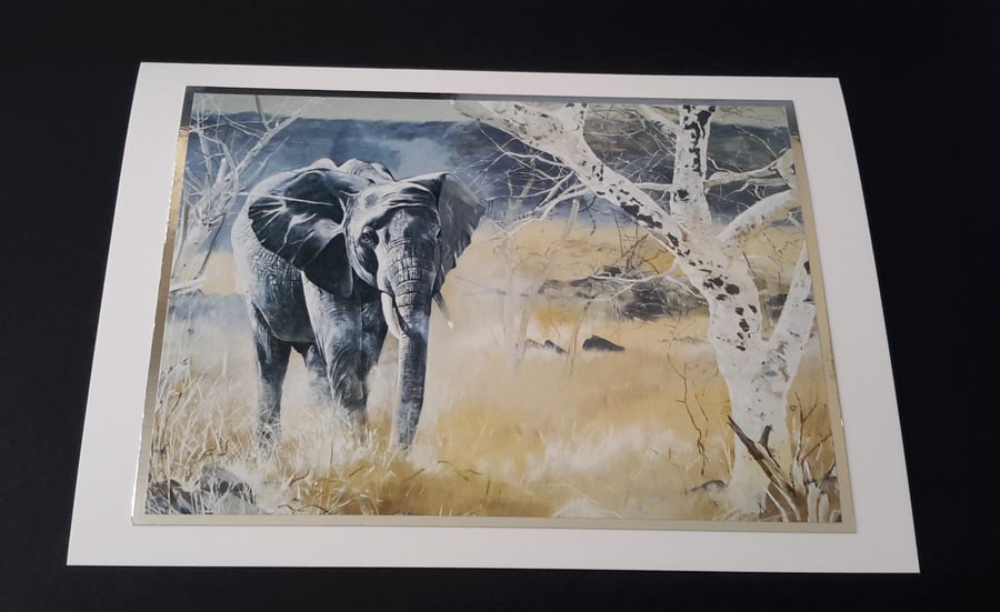 Elephant Blank Greeting Card - Wildlife Artwork by Pollyanna Pickering