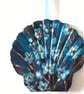'Blue forget me knots' Handpainted king scallop shell wall art.   - Image 5