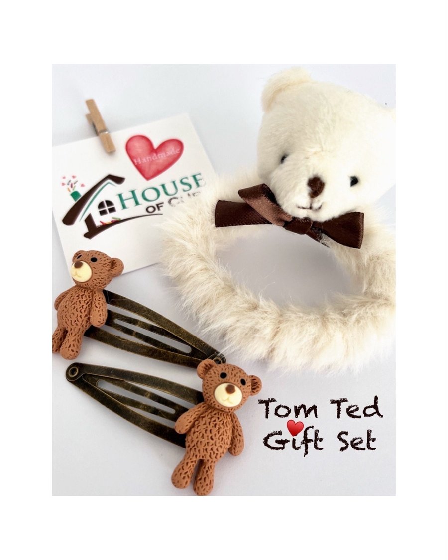 Tom Ted Gift Set - Gift Under 10 Pounds - Teddy Bear Antique Style - Gift For Ni