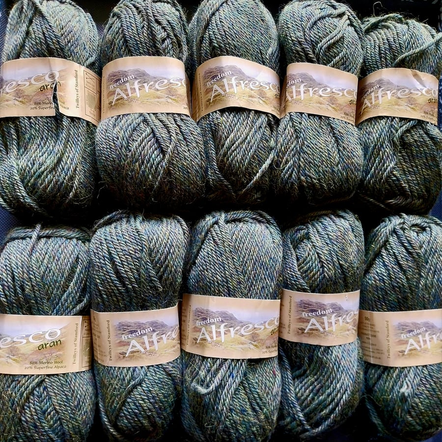 50g Twilleys Alfresco Aran Tweed Bracken (Green Tweed)