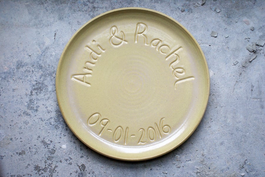 Made to order - Large commemorative platter with coupe style edge glazed in your