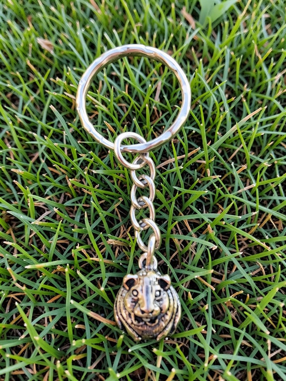 Guinea Pig Hamster Keyring Silver Plated Charm 