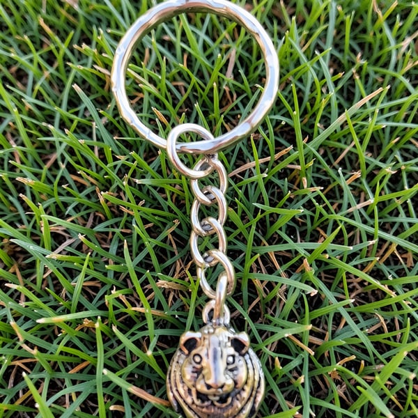 Guinea Pig Hamster Keyring Silver Plated Charm 