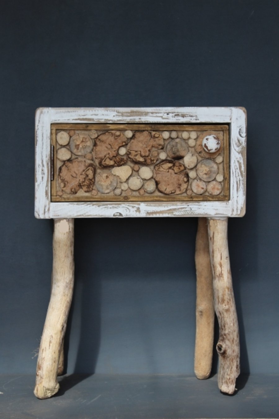 Driftwood side table, Driftwood bedside table,Driftwood end table with cupboard 