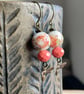 Brass Bumble Bee Earrings. Coral Peach Earrings. Nature Inspired Earrings - Image 3