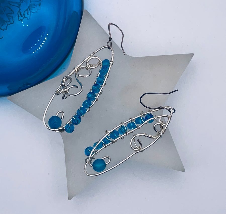 Bargain blue glass earrings