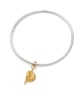 Luz by Fedha - oxidised sterling silver bangle with leaf pendant in vermeil    - Image 2