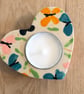 BUTTERFLY STONEWARE CERAMIC HEART SHAPED TEALIGHT HOLDER - Image 5