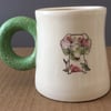 Dog mug. Coffee cup. Handmade. Pottery wheel. Dog lover. Floral.