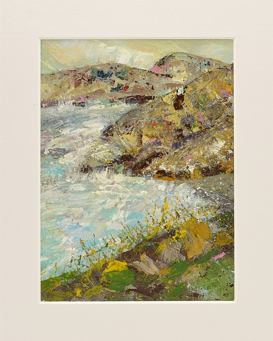 A Mounted, Abstract Painting of Barra Head. 10 x 8 inches.