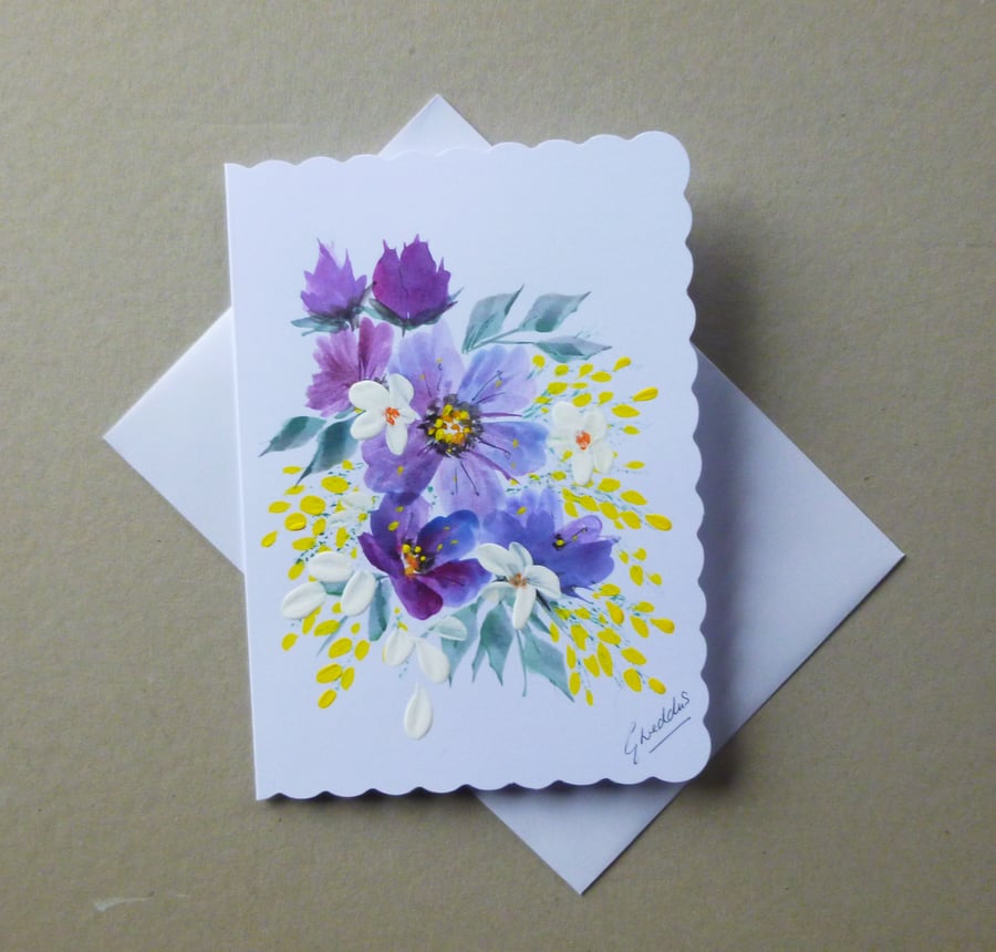 original art floral greetings card ( ref FA 308 A1 )