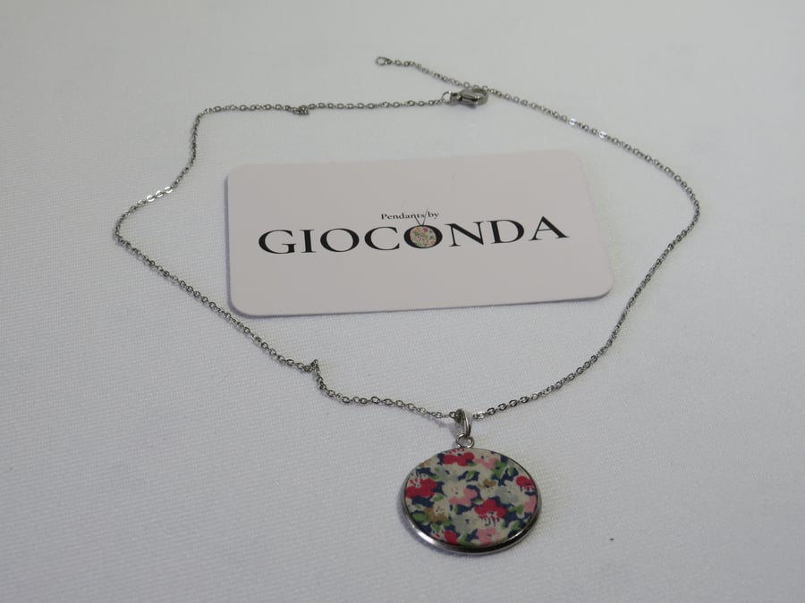 Hand Crafted Pretty Pendant - Made Using Liberty Print Fabric 