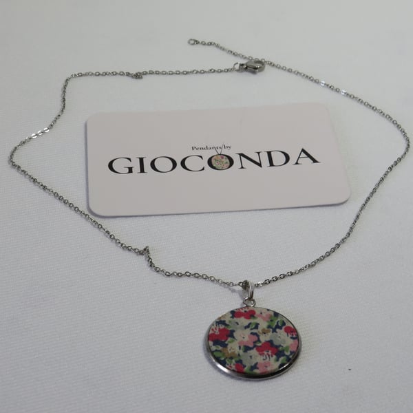 Hand Crafted Pretty Pendant - Made Using Liberty Print Fabric 