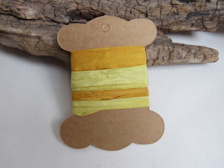 Weld Onion Natural Dye Yellow Brown Silk Ribbon