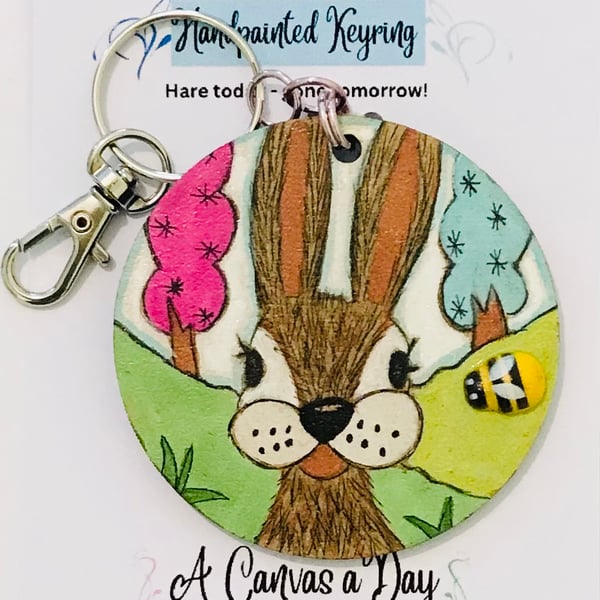 Hare keyrings - handpainted