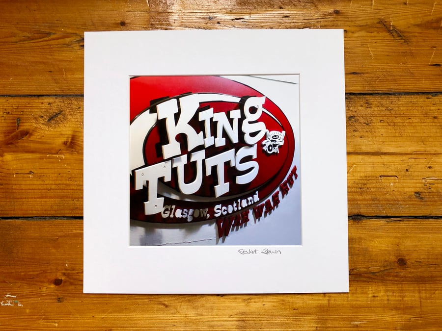 ‘King tuts’ Glasgow signed square mounted print 30 x 30cm FREE DELIVERY