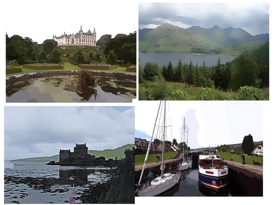  Pack of 4 Scottish Scene Art Greeting Cards 