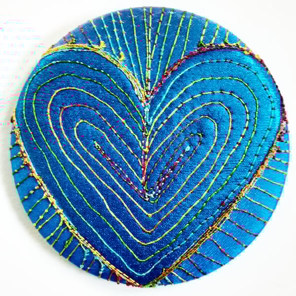 58mm Multicoloured Heart Textile Badge 