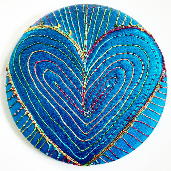 58mm Multicoloured Heart Textile Badge 