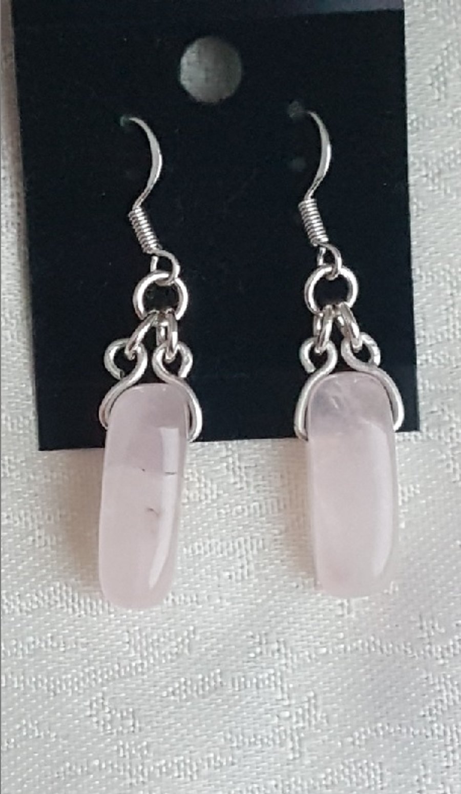Beautiful Rose Quartz and Sterling Silver Earrings