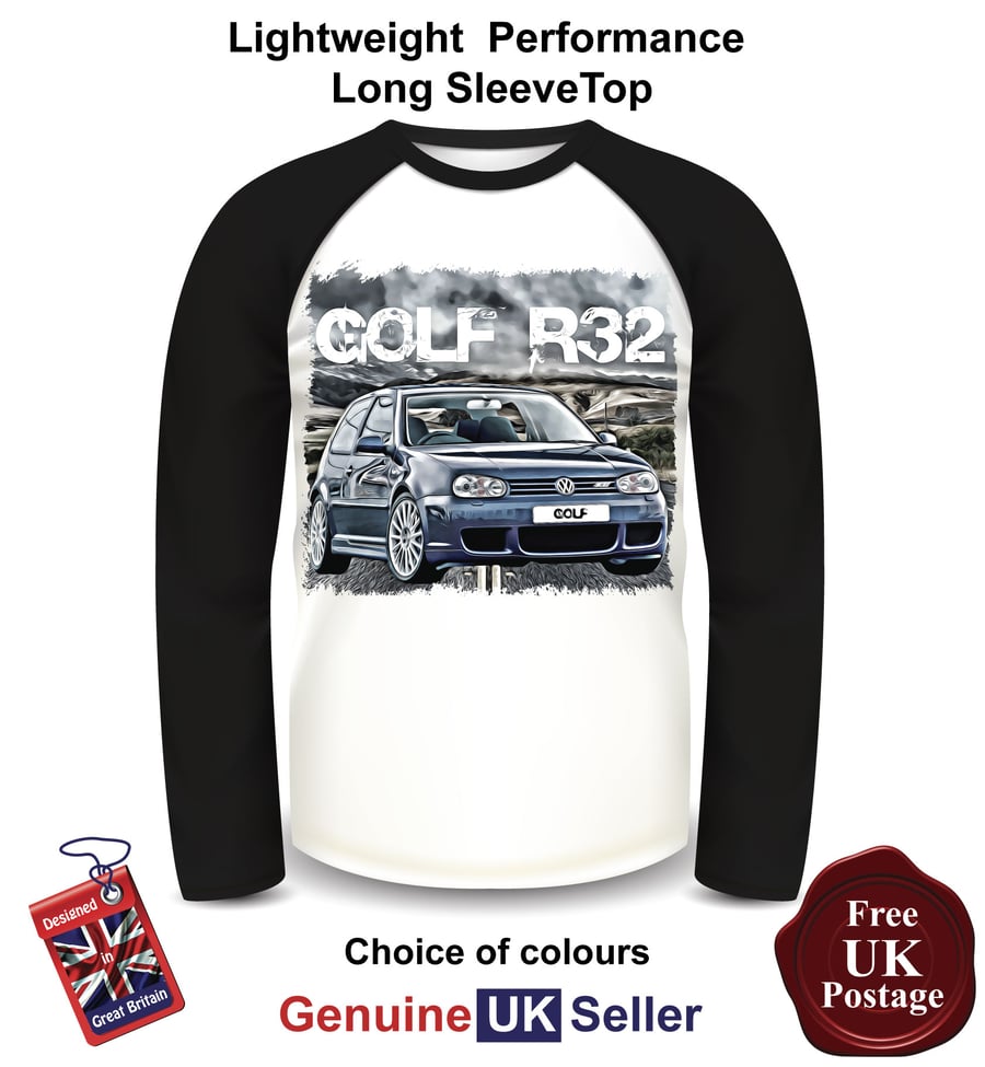 Golf R32, Golf Mens Long Sleeve T Shirt, Blue Golf R32 Mens Top,