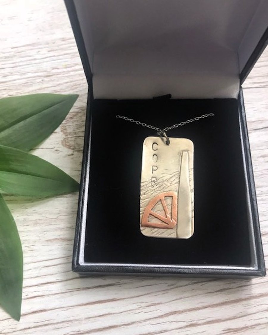 Handmade Sterling Silver & Copper Pendant Necklace - Unique Silver 925 Jewellery