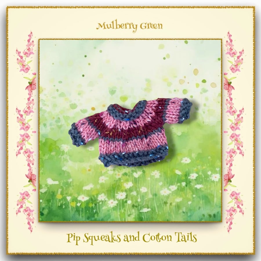 Pip Squeaks and Cotton Tails Salmon Pink, Burgundy and Grey Striped Jumper