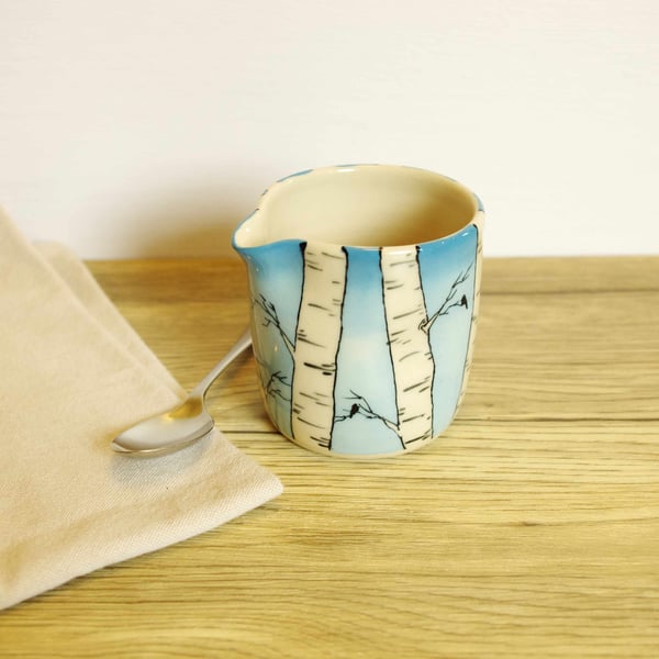 Small Jug - Birch Trees, Sky and Birds