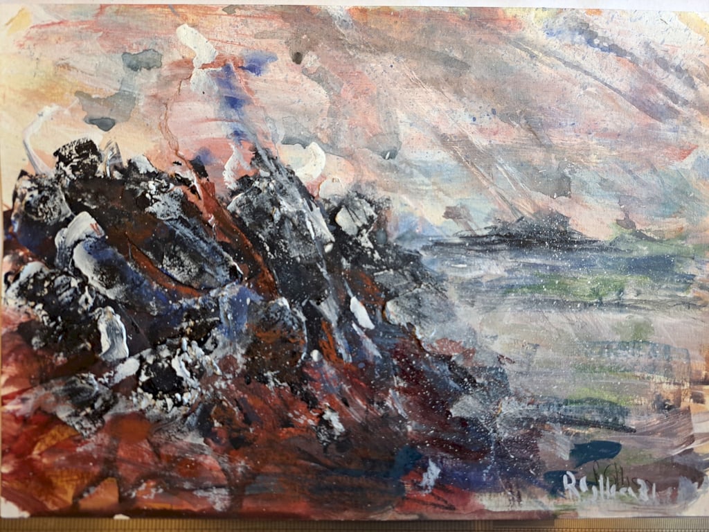 Rock Shore and Spray (Original Landscape Painting)