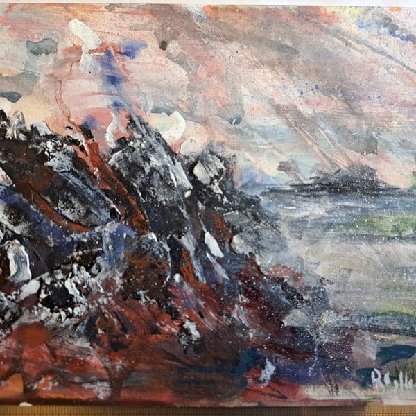 Rock Shore and Spray (Original Landscape Painting)