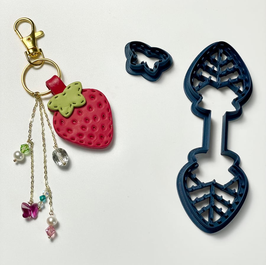 Strawberry keyring cutter set for polymer clay designs