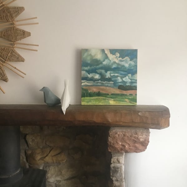 Clouds Over Cumwhitton, Cumbrian Landscape, Oil Painting on Raw Linen