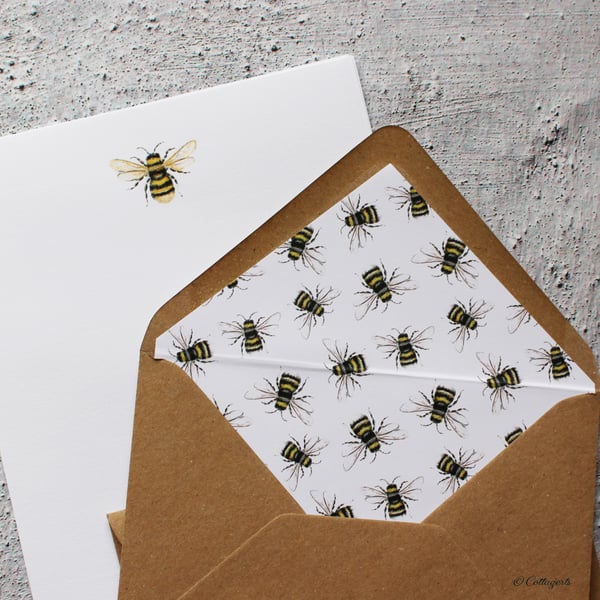 Bumble Bee Letter Writing Set  Stationery Set  Hand Designed and Finished 